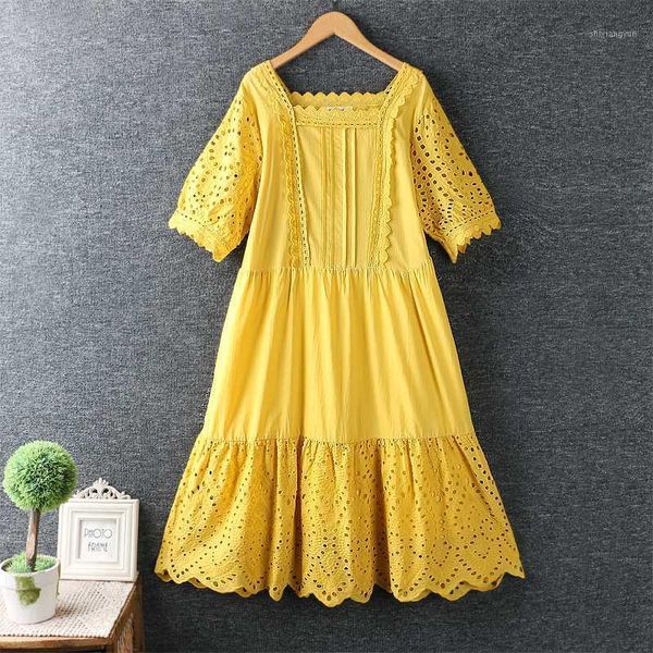 

2020 new summer japanese hipster hollow embroidered dress cotton short sleeve dress women solid color mori girl1, Black;gray