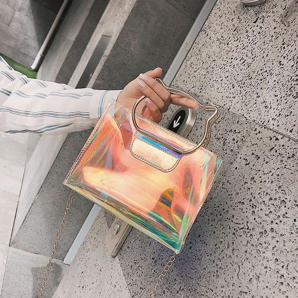 

2020 fashion spring women transparent bag pvc cat ears jelly small chain messenger bags laser shoulder bag mini c41-14