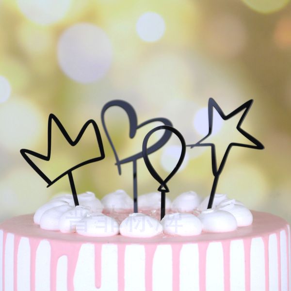

zyklv mpqrz baking decoration card star heart crown balloon cake card 4-piece set baked cakestar cake acrylic