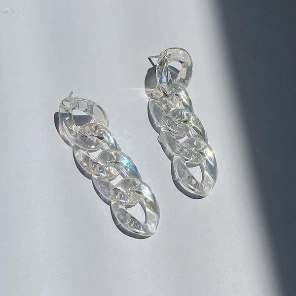 

aomu 2020 новой прозрачной смолы акриловой длинной цепи мотаться серьги для женщин девушки партийных ювелирных подарков jllaqh bde_jewelry, Golden