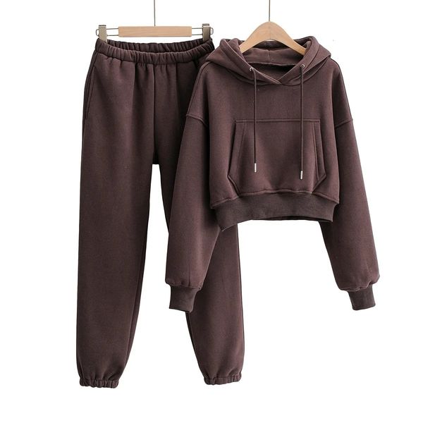 

2021 new in europe the wind easing and veet hooded fleece + beam leisure haroun pants, sports suits female foot xswv, Black