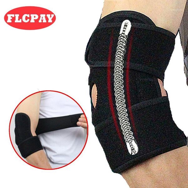 

elbow & knee pads 1 pcs spring support adjustable protector joint brace for basketball gym weightlifting tennis sports safety1, Black;gray