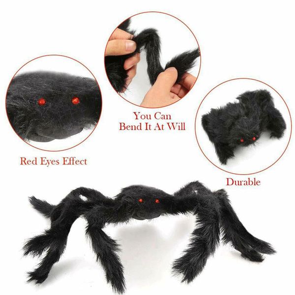 

amawill 1шт 30 50 60см хэллоуин черный разноцветный большой плюшевый spiders детские игрушки плюшевые fun стиль для партии хэллоуин украшени