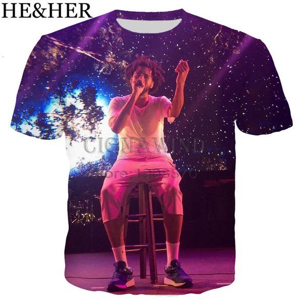 

new arrive popular singer j cole cool 3d print shirts harajuku comics comics men clothing