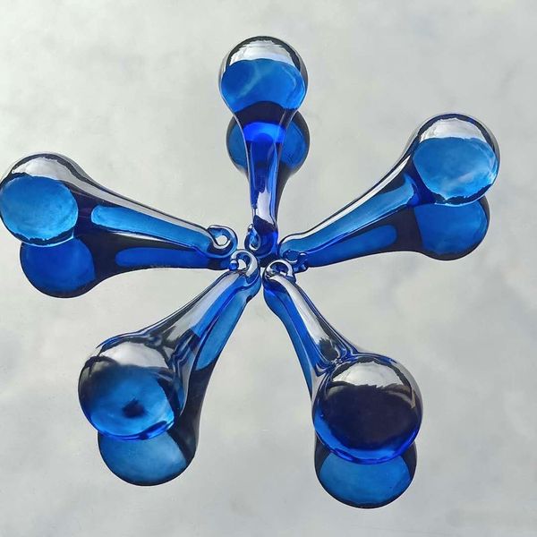 

1pc 60mm water drop icicle crystals pendant blue glass chandelier crystals lamp part suncatcher hanging ornament home decor h jllsyu