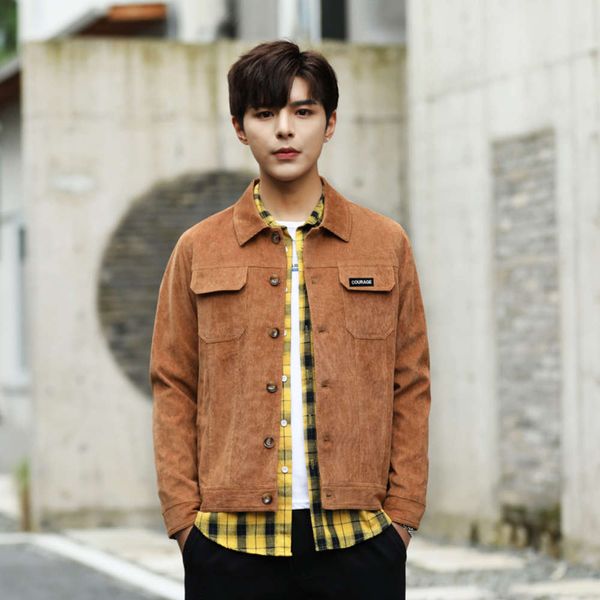 

men's 2020 spring and autumn new short work korean trend handsome loose fashion casual jacket, Black;brown