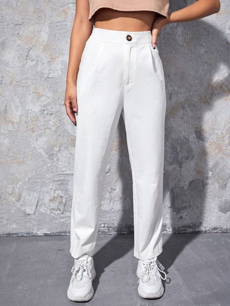 

solid straight leg pants y3s3#, Black;white