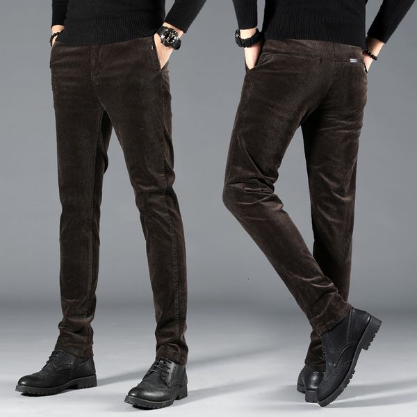 

2021 new autumn winter newly designer fashion men jeans elastic slim fit casual corduroy pants thick velvet warm smart suit trousers zb1c, Blue