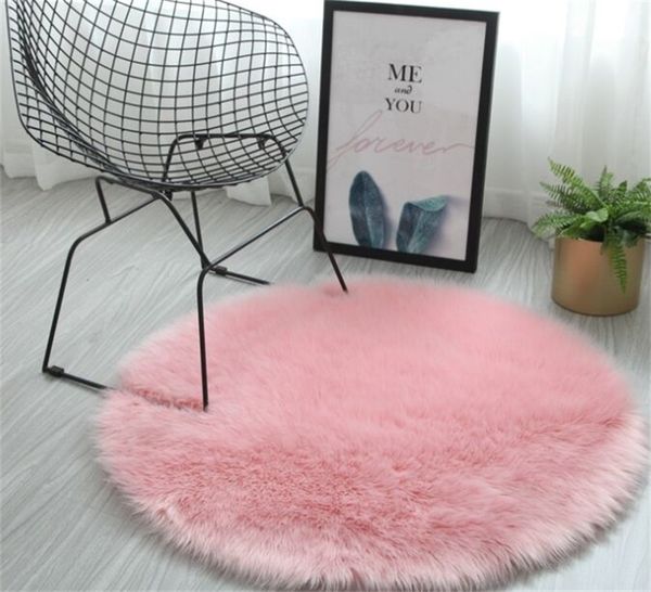 

pure color circular carpet imitation wool living room bedroom plush rug hanging basket tent swivel chair cushion new arrival 14 99oy j2