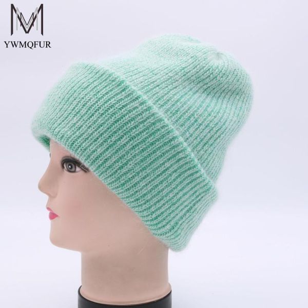 

ywmqfur 2020 winter skullies wool knitted hat beanies cap casual solid color sets headgear thicker warm hats for women h95, Blue;gray