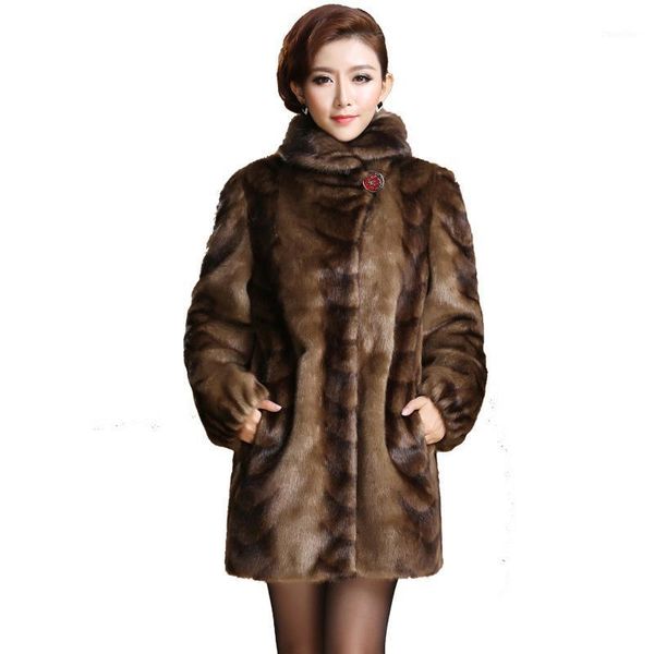 

winter new fuax fur coat women high-end thicken fashion elegant slim lady mink hair jacket parka plus size fur warm coats as9161, Black