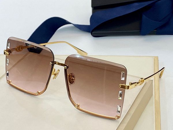 

0246 women sunglasses special rimless metal temples uv protection with diamond lenses retro large square frames send box, White;black