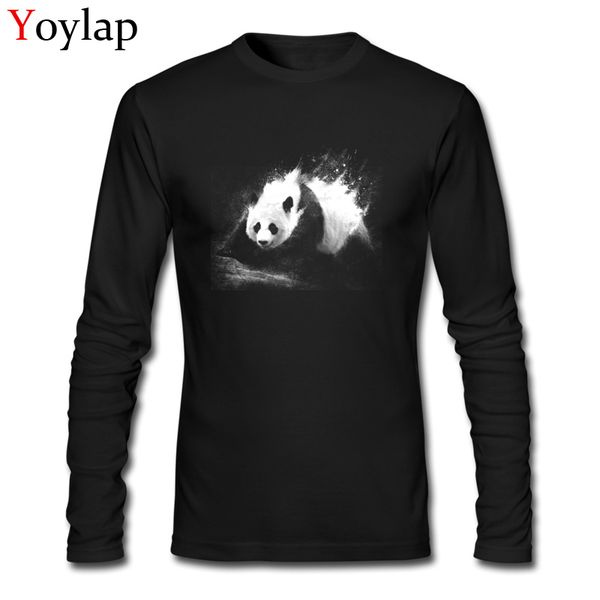 

milky panda art long sleeve t-shirt for men slim fitted autumn pure male clothing & tees o-neck sport hooded sweatshirt hoodie