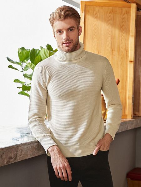 

men turtle neck ribbed knit sweater w9ja#, White;black