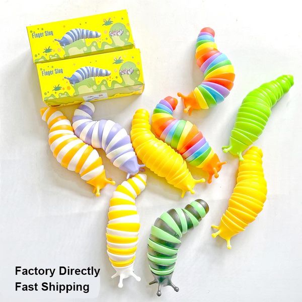 Yenilik Slugs Fidget Salyangoz Slugs Plastik Gökkuşağı Bug Oyuncaklar Dekompresyon Havalandırma Oyuncak Çocuk Eğitim Yeni Görme Kutusu Paketi ile Renkli Renkli