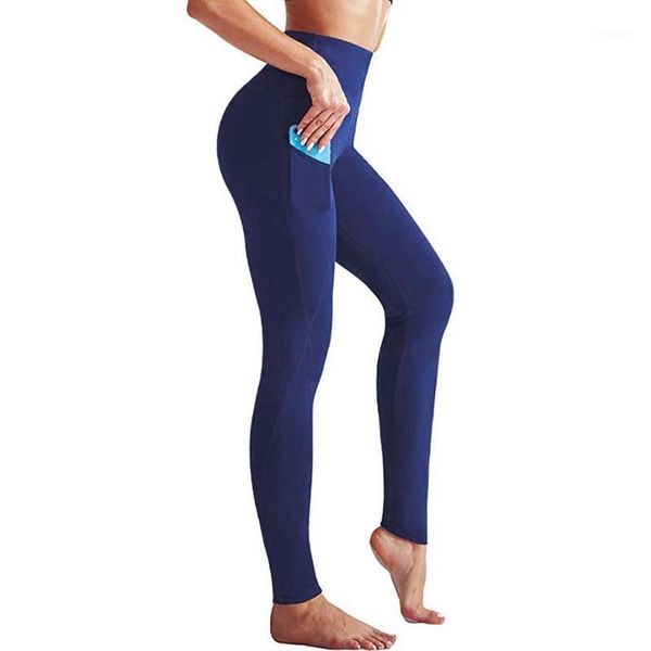 

yoga outfits 2021 high waist leggings gym training pants tummy control running sports trousers workout +pocket fitness legging1, White;red