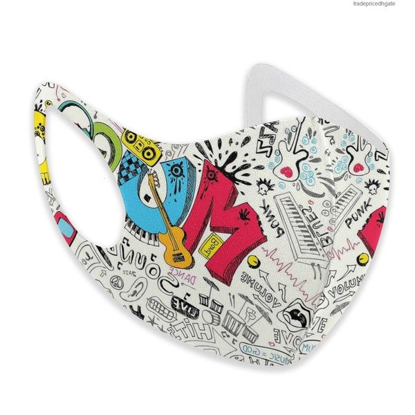 

featured style mask music doodle dust pop art mouth face respirator for kids washable reusable anti pollution