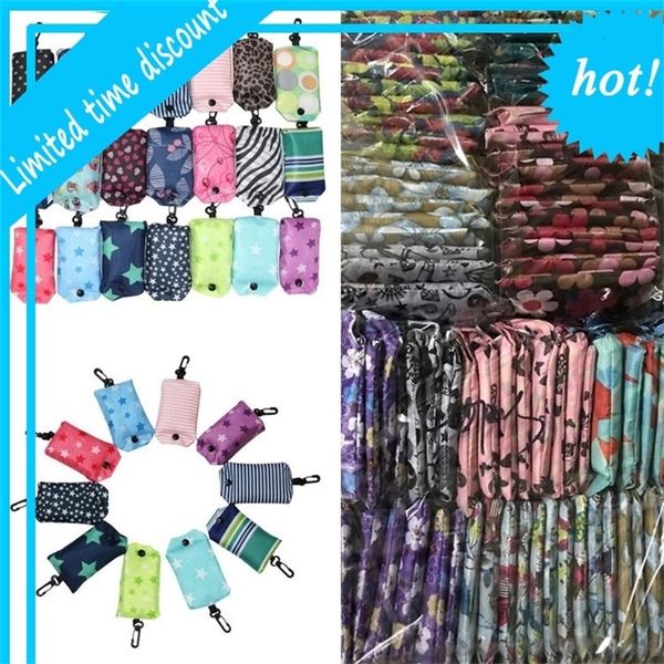 

home nylon foldable reusable eco-friendly folding bag shopping new ladies storage bags ib002