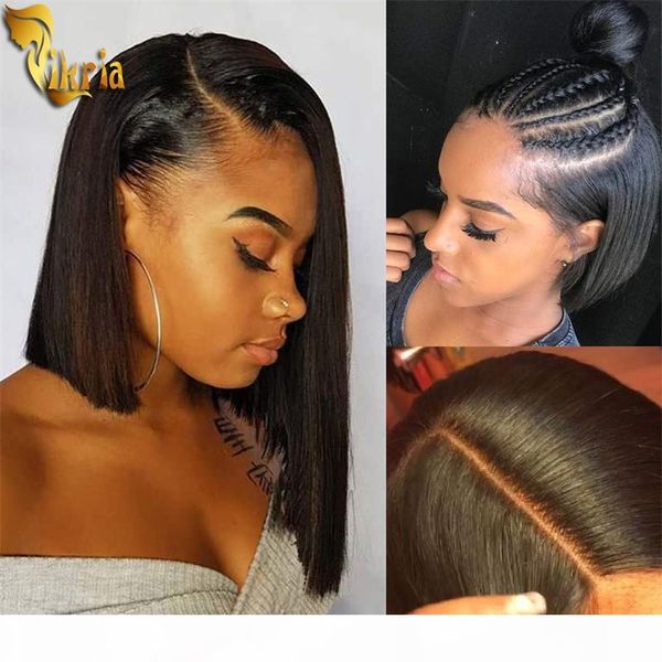 

brazilian straight short bob wigs full lace human hair wig 13x4 lace front wig with baby hair 130%~150% density for black women 8~14inches, Black;brown