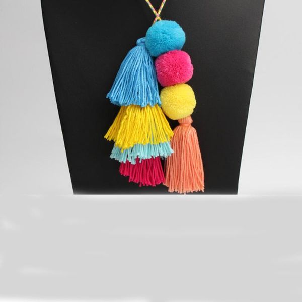 

fashion pom pom tassel long bag pendant charm keyring keychain for jewelry key ring jewelry key holder qh6001 h jllodz, Red;blue