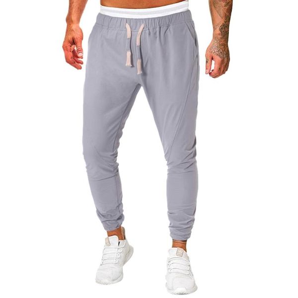 

men's pants men fitness track fashion solid long sports fits harem causal trousers full length jogger, Black