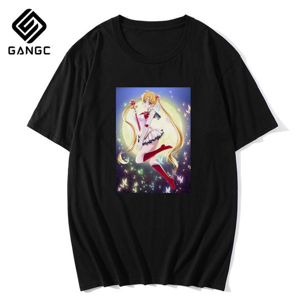 

японского аним мультфильм vintage мода sailor moon печать женщина белого повседневный короткий рукав top sport толстовка с капюшоном толстов