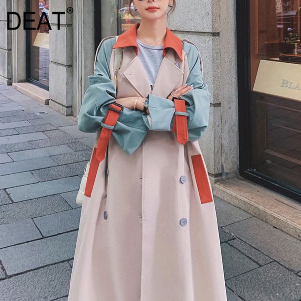 

deat] 2020 women's coat lapel collar hit color tassel belt over size over long length causal wild autumn fashion clothing am792x1016, Black;brown