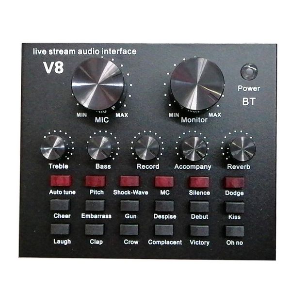 

v8 mobile phone microphone live usb external sound card for mobile computer o interface sound card with bluetooth