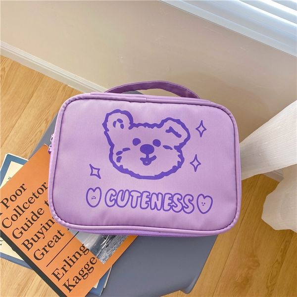 

prk6o korean ins storage vwttu purple bear head cosmetic cute capacity portable large bag portable travel storage bag wash