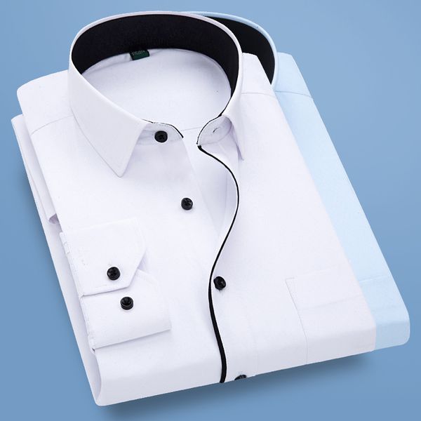

obcy2021 spring business leisure long sleeve shirt men's large, White;black