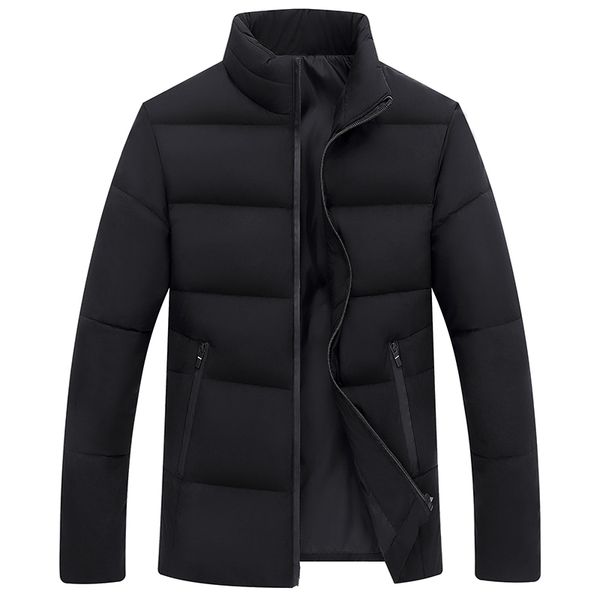 

white duck down men's winter down jackets quality thick big size coats snow warm stand collar outerwear brand parkas 201023, Black