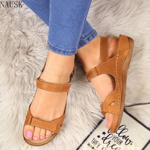 

summer flat sandals woman 2020 ladies fashion leather flat solid peep toe sandals women sandalias mujer plus size #o44w, Black