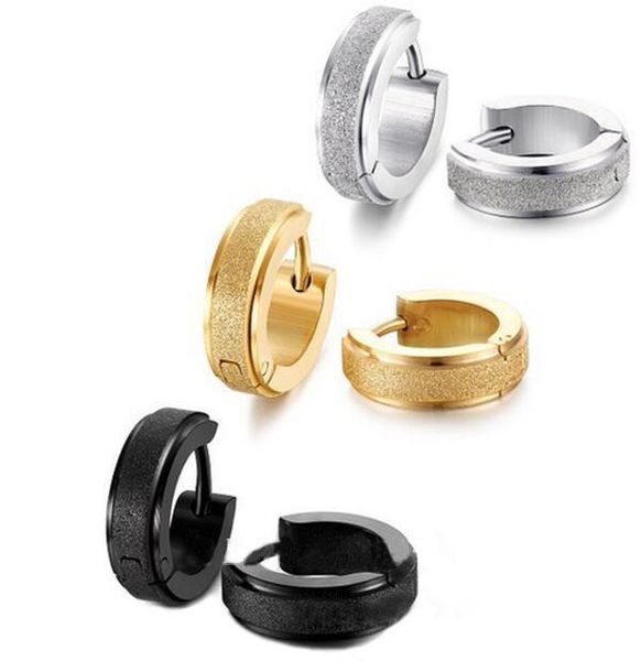 

1pair stainless steel hoop earrings gold for women frosted circle trendy fashion jewelry, Golden;silver