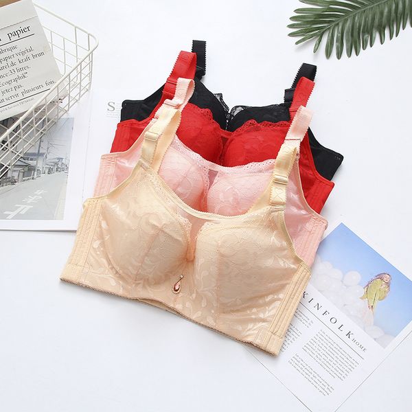 

summer thin comfortable breathable adjustable bra, Red;black