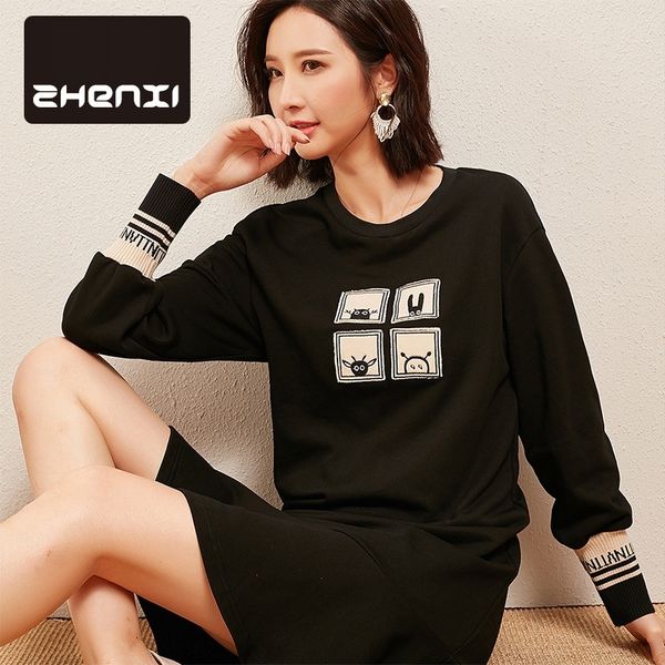 

zhenxi осень 2020 новый круглый мультфильм шею тонкий вязание платье dressfishtail dressdress письмо свитер юбка рыбий хвост da035 a0uwn, Black;gray