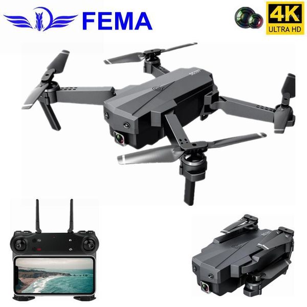 

fema mini drone with 4k wifi fpv hd dual camera optical flow foldable quadcopter rc dron gesture control kids toy gift vs e581
