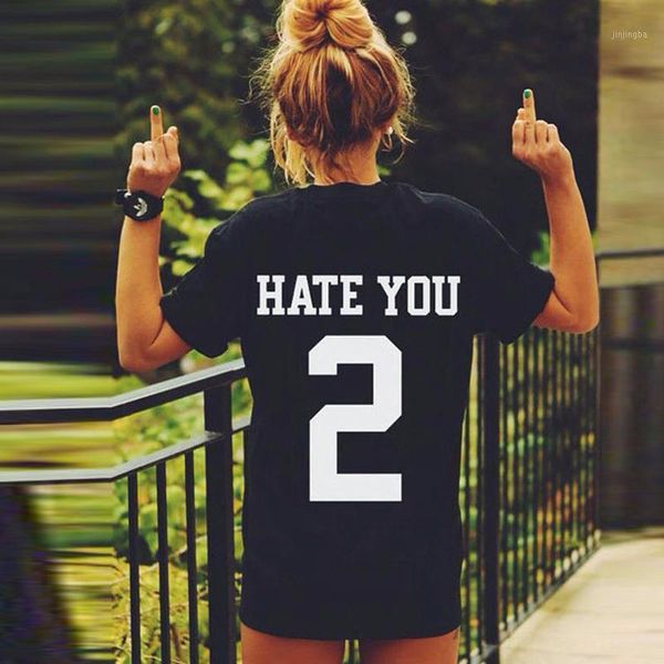 

plus size 4xl t shirt women hate you 2 letter printed tee shirt femme girls camiseta mujer streetwear short sleeve t1, White
