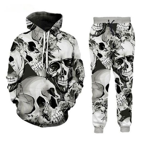

new men/womens skull funny 3d print casual fashion hoodies/sweatpants hip hop tracksuits, Gray
