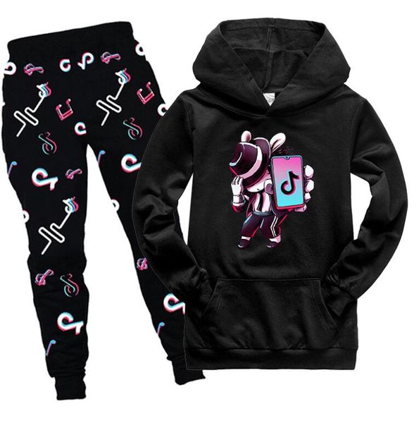 

2-16y tik tok clothes kids cartoon hoodies jogger pants 2pcs sets teenagers boys tracksuit baby girls outfits casual, White