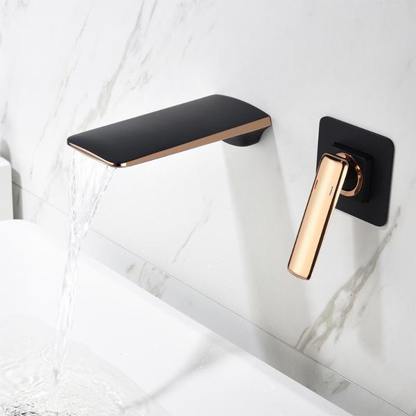 

skowll brass concealed waterfall basin faucet set, and cold water in-wall type single-handle toilet washbasin chrome