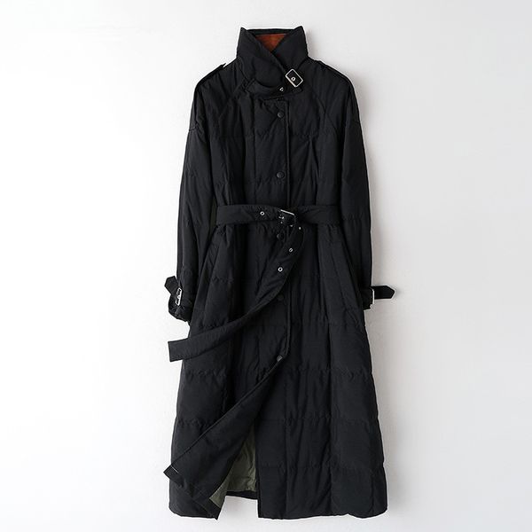 

2021 new women down winter jacket women's clothing vintage parka long coat manteau femme, Black
