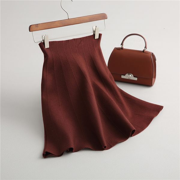 

2021 new autumn high waist mini skirts knitted gray stretch a-line women chic skirt saias jupe clothes xqg8, Black