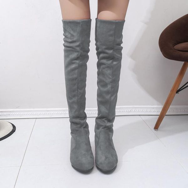 

fashion women over the knee boots women's high boots shoes new autumn winter flock botas feminina thigh high ladies, Black