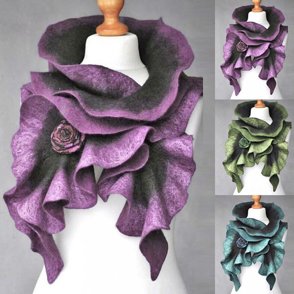 

scarf women winter green vintage plain shawls fashion women scarf buckle design cosplay scarf soft wrap casual warm shawl 201021, Blue;gray