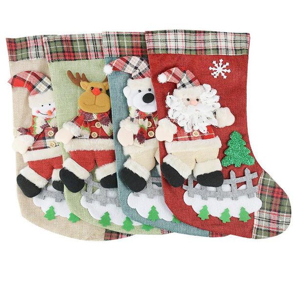 

1pc christmas stockings santa claus snowman elk candy gifts bag sock gift holders xmas tree christmas eve home party decoration