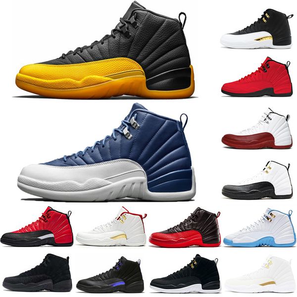 

fashion 12 12s indigo mens basketball shoes university gold dark concord ov white dark grey reverse taxi sports trainers sneakers shoes 7-13