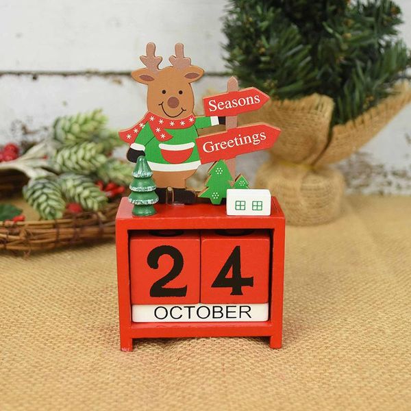 

1pc wooden christmas calendar santa claus snowman deer deskornament wood diy xmas decorations for home 2021 new year gifts sqceny