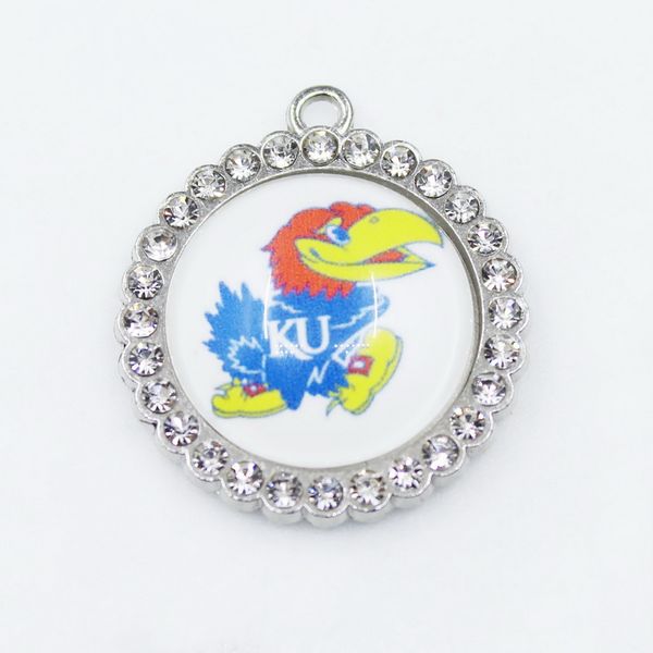 

us college ncaa team kansas jayhawks dangle charms sports diy bracelet necklace pendant jewelry hanging charms, Bronze;silver