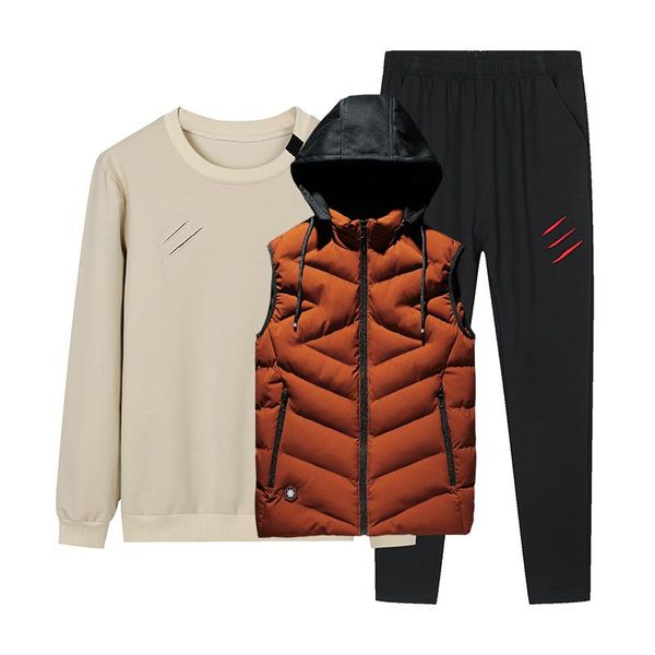 

hoodies suit men sportswear 3 piece set windproof gym sweater clothing winter warm sport set 2021 new skateboard suit young man, Black;blue
