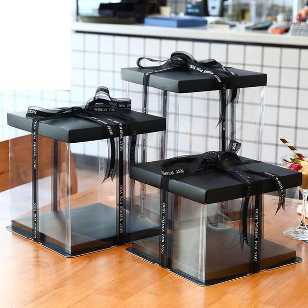 

4pcs/lot transparent pvc black gift box for artificial teddy bear rose flower gifts boxes clear plush bear gift package1